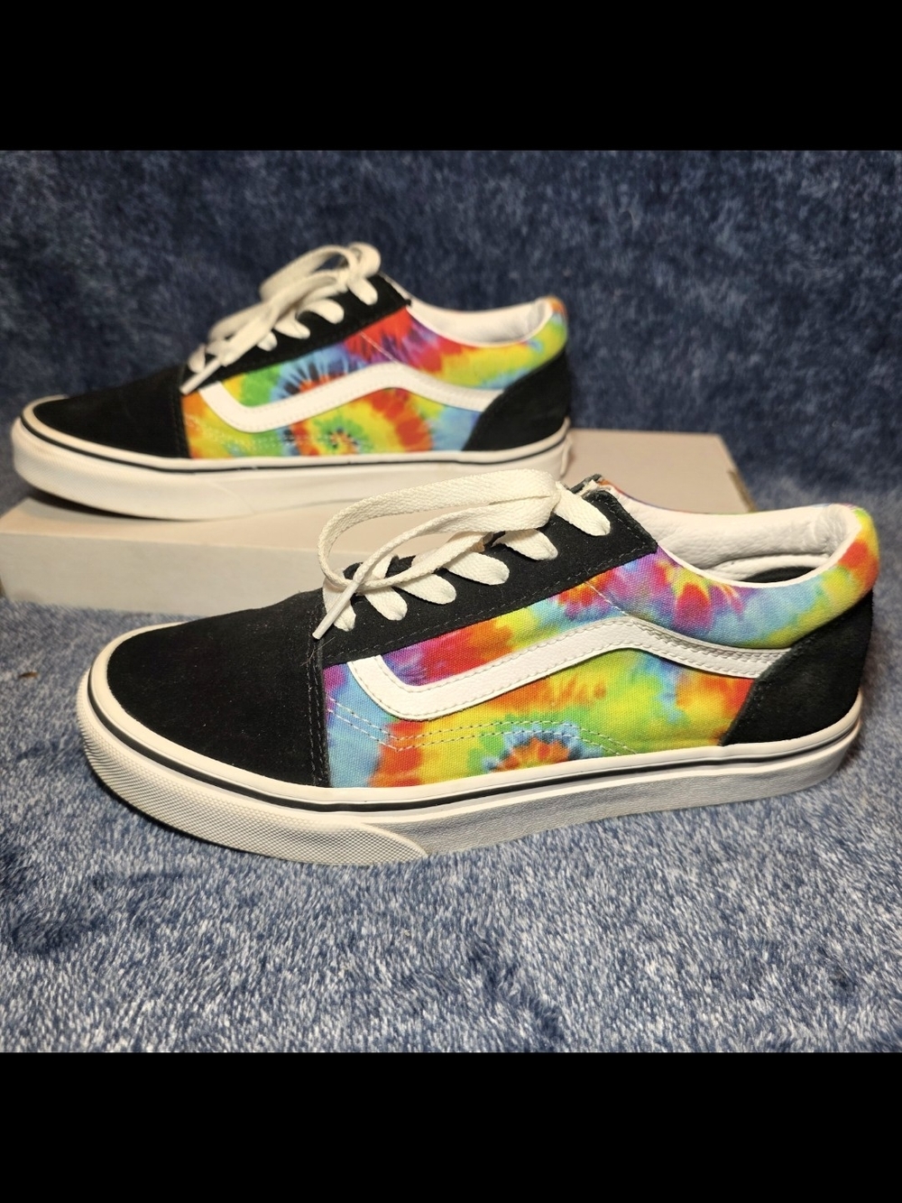Vans Old Skool Sneakers - Black with Rainbow Tie-Dye